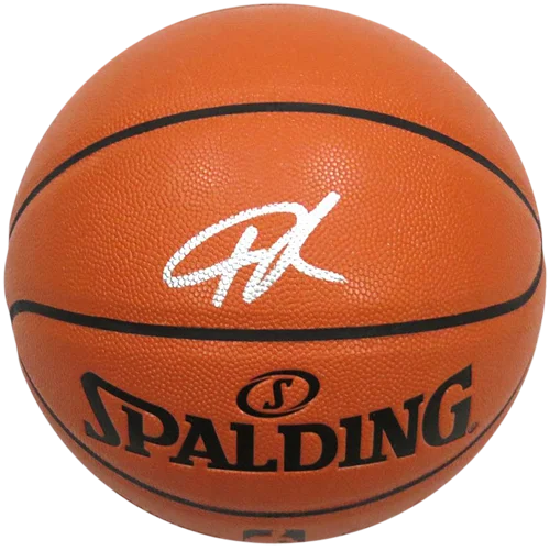 Giannis Antetokounmpo autographed orange replica game basketball
