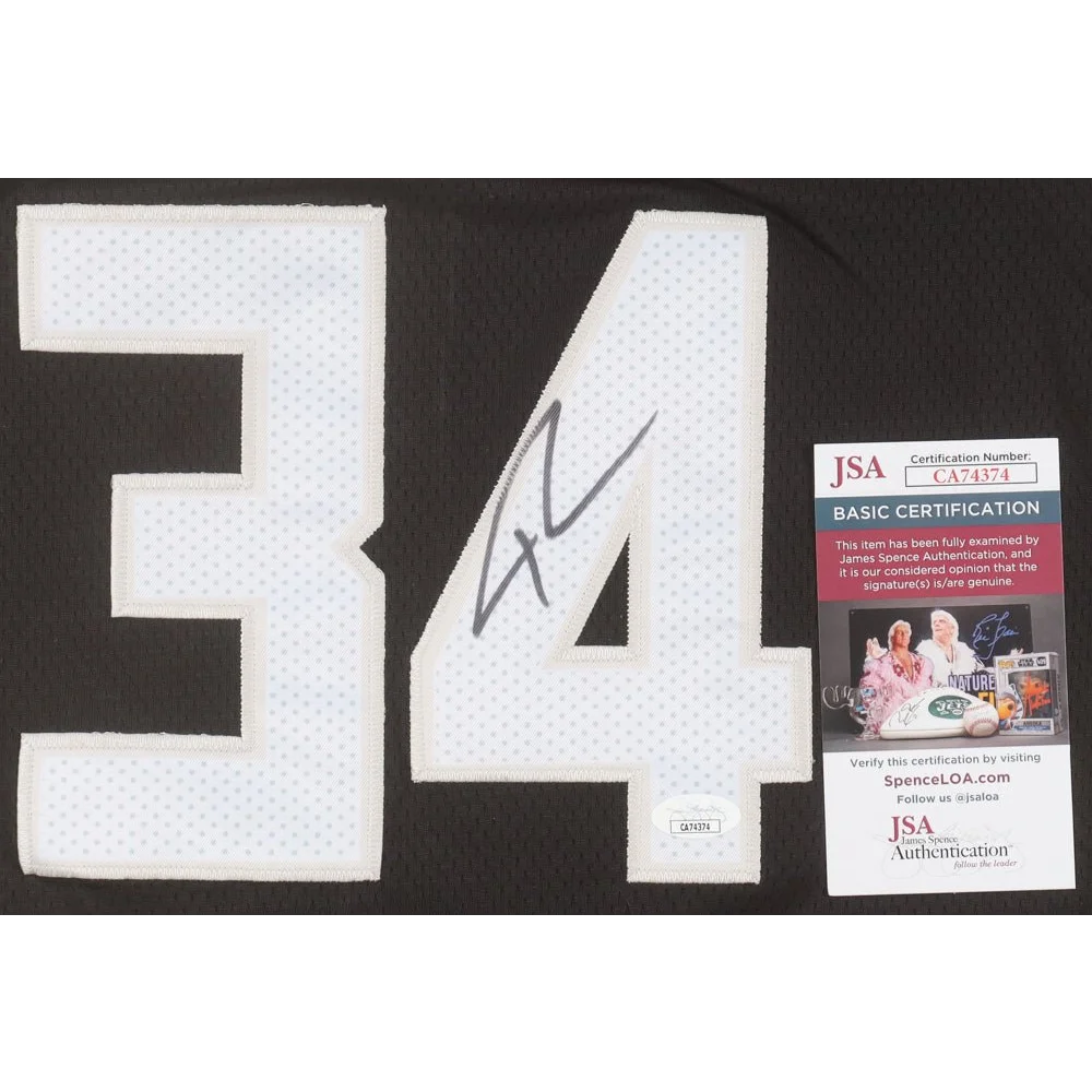 Autographed Giannis Antetokounmpo Milwaukee Bucks jersey with number 34 and JSA COA