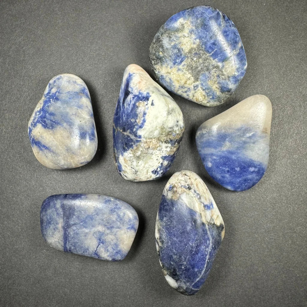 Polished blue and white sodalite large tumbled stones for crafts