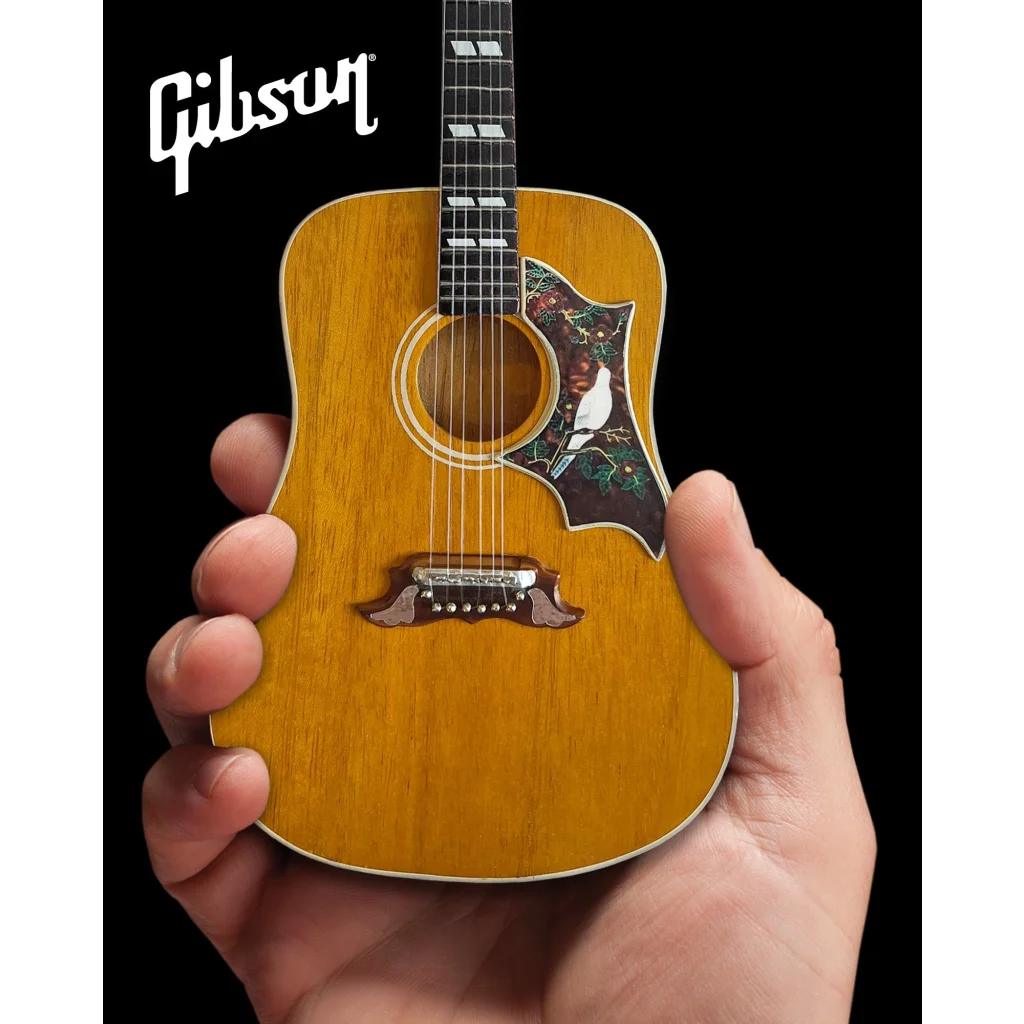 Axe Heaven Gibson Dove guitar model miniature replica with natural wood and floral inlay