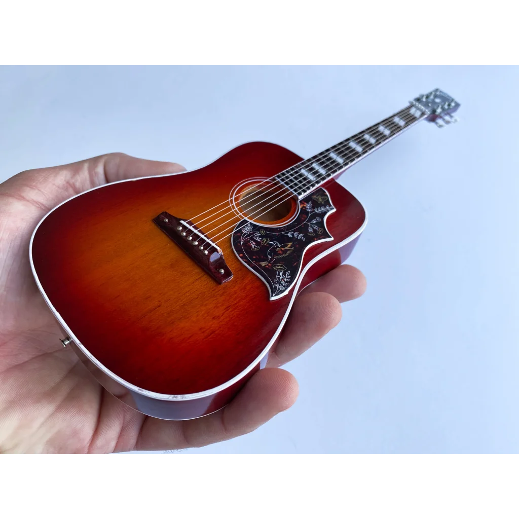 Axe Heaven mini Gibson Hummingbird guitar model with floral inlays