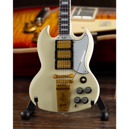 White Gibson SG Standard guitar model, Axe Heaven miniature replica
