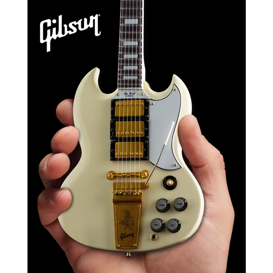 White Gibson SG Custom guitar model, Axe Heaven miniature replica