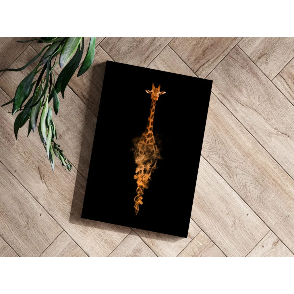 Flaming Giraffe Insigne Aluminum Prints Wall Art | Modern Wall Art Decor | vintageantiquesgifts.com