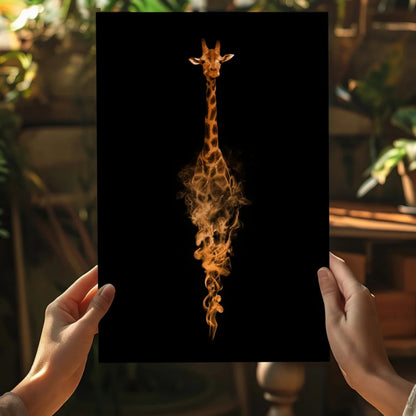 Flaming giraffe on insigne aluminum prints wall art