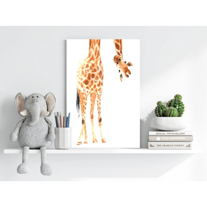 Watercolor giraffes on insigne aluminum prints white background