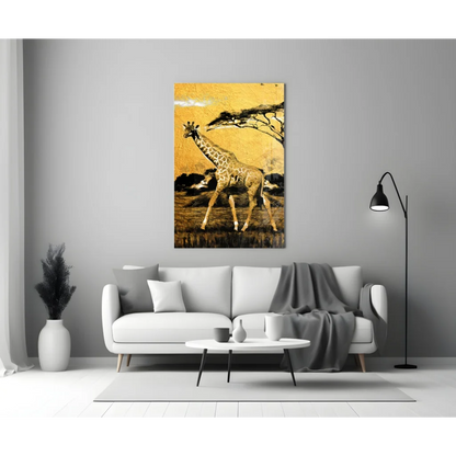 Stunning Golden Giraffe Canvas Wall Art for Your Safari Space | Modern Wall Art Decor | vintageantiquesgifts.com