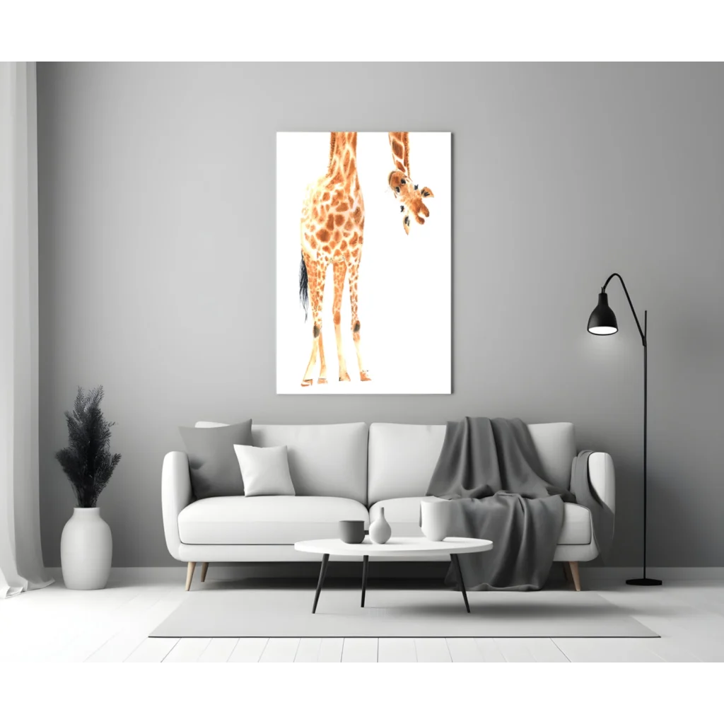 Giraffe family watercolor wall art print with two giraffes