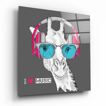 Cool Giraffe Music Lover Canvas Wall Art Print | Insigneart USA | vintageantiquesgifts.com