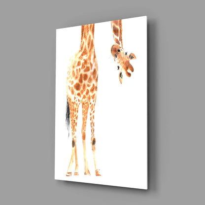 Giraffe family watercolor wall art print of mother and calf