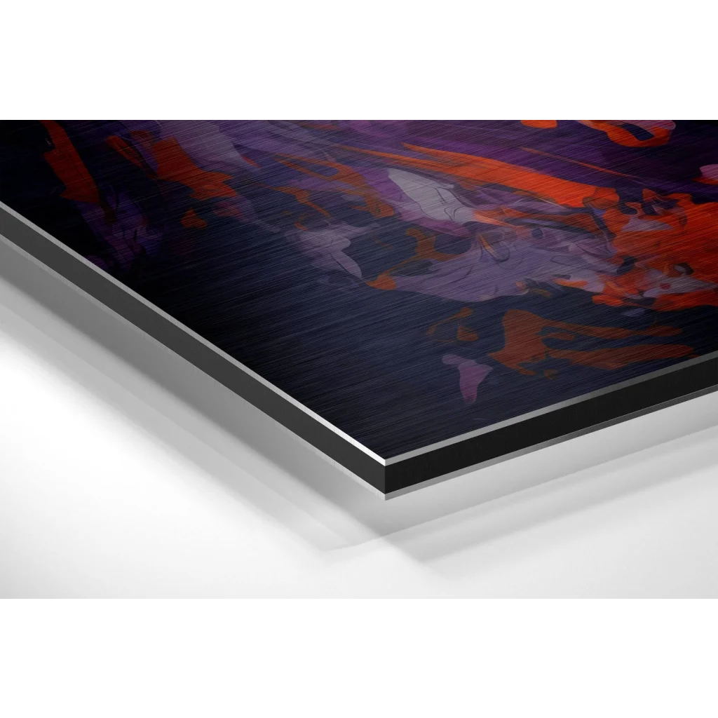 Glass Wall Art Stunning purple abstract art on brushed aluminium dibond