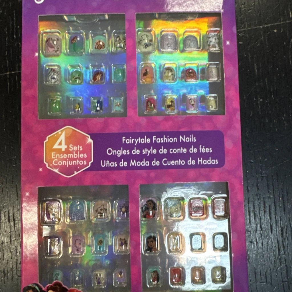 Girl Disney Princess 48pcs press-on nails set with purple fairy tale decorations