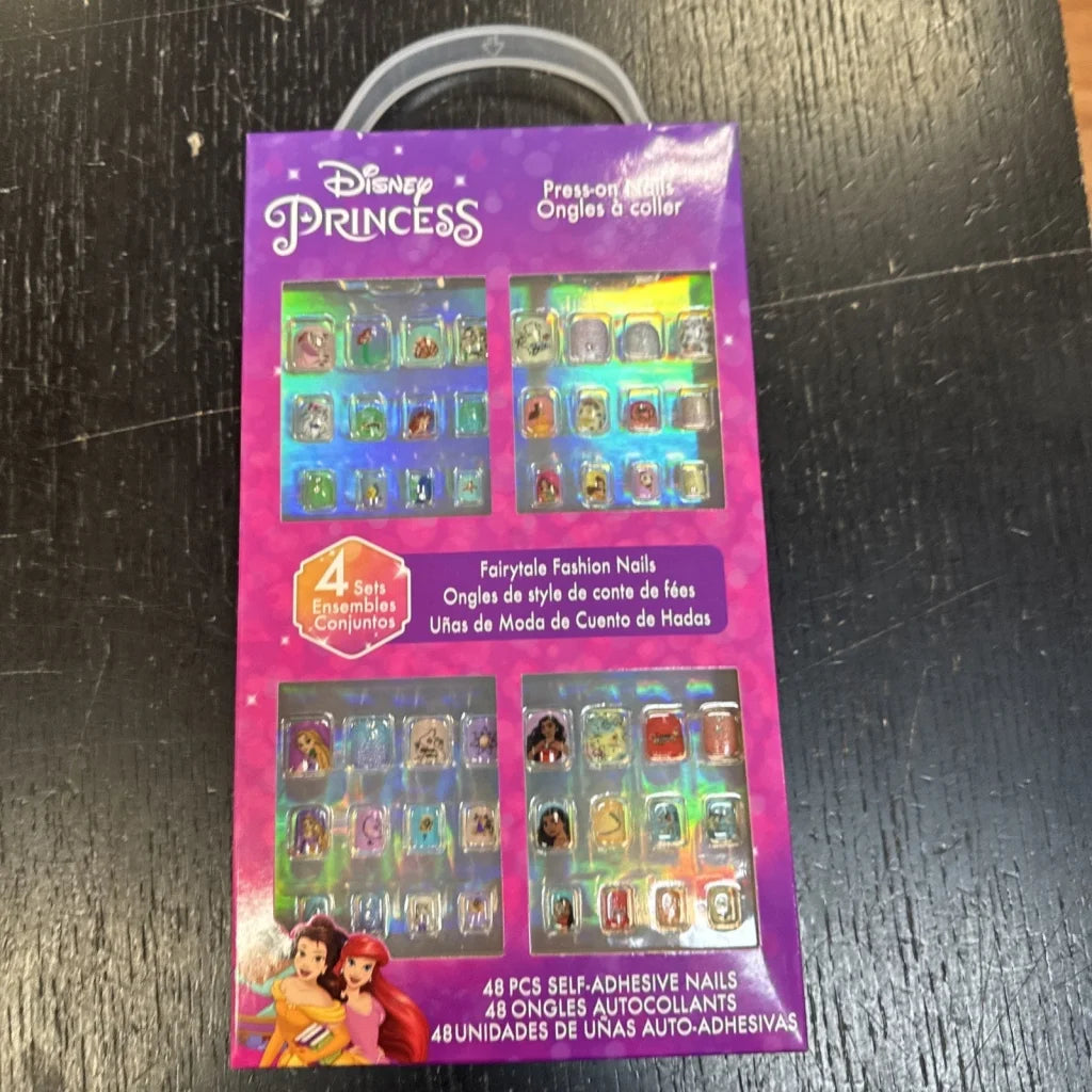 Girl Disney Princess 48pcs press-on nails set in purple pink package