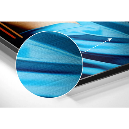 Sleek brushed blue metallic screen in brushed aluminium dibond wall art