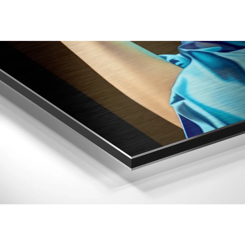Glass Wall Art Vibrant blue satin on brushed aluminium dibond art print