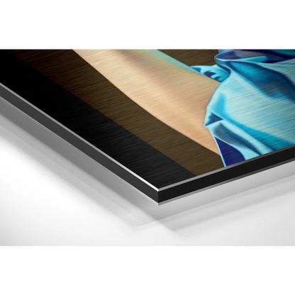 Vibrant blue satin on brushed aluminium dibond art print