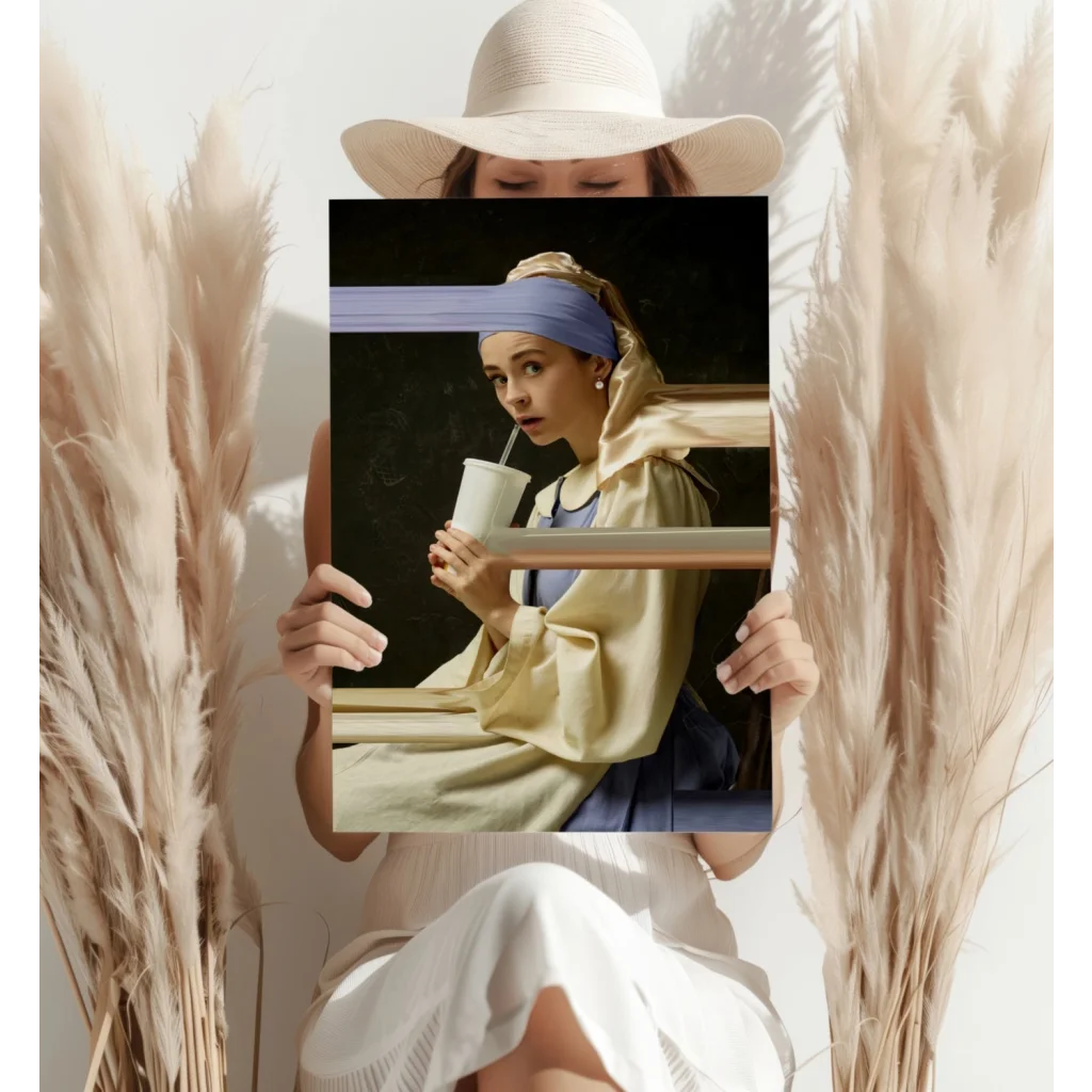 Girl with a Pearl Earring coffee upgrade canvas print by Vermeer