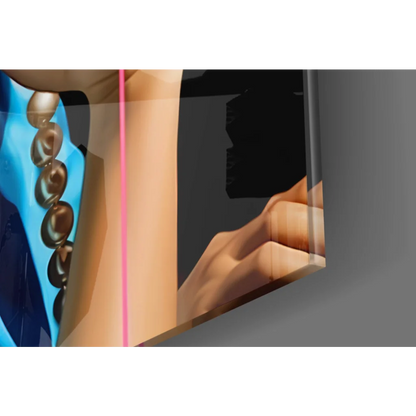 Vibrant woman in colorful headscarf on rainbow pop art wall art canvas