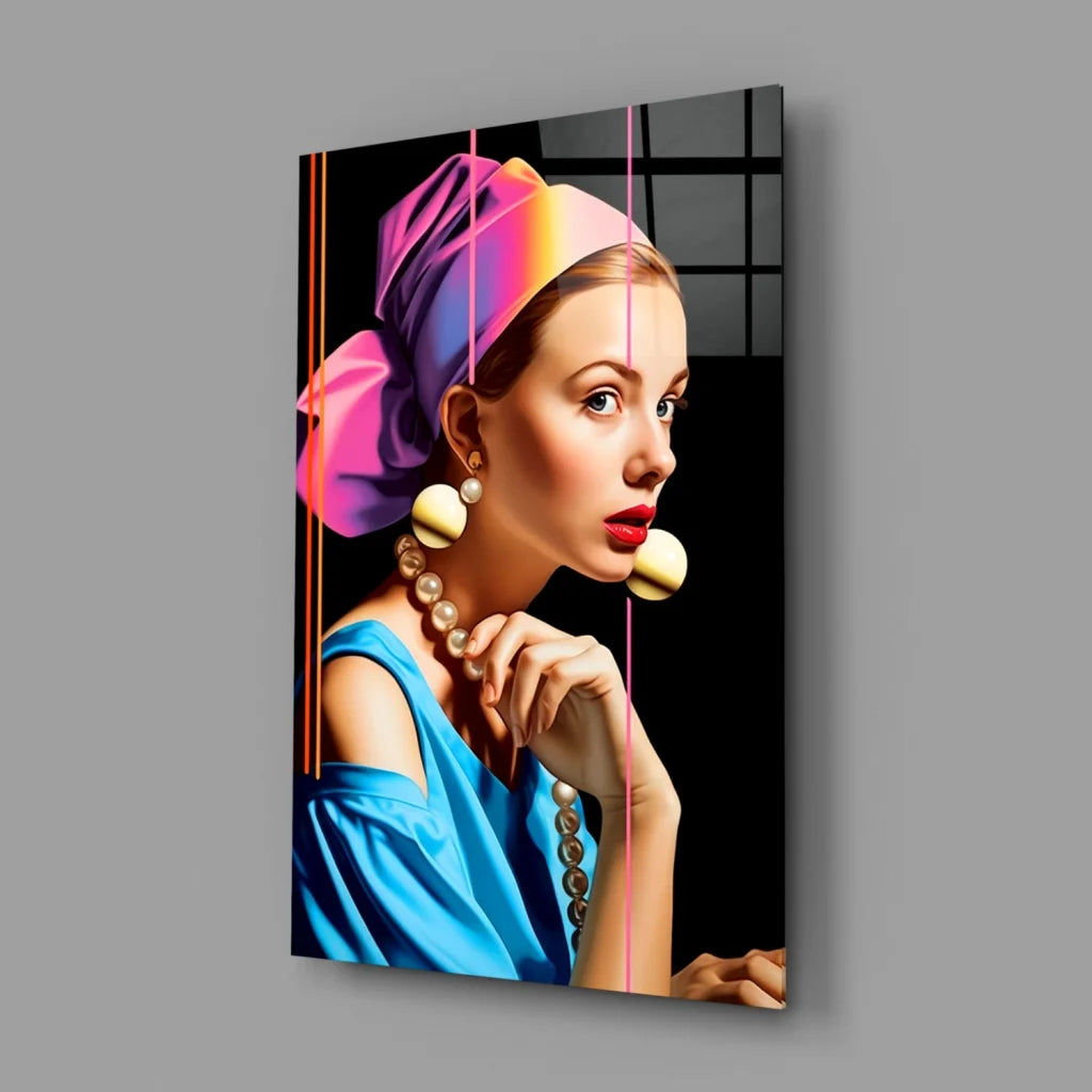 Vibrant pop art wall art canvas with woman in rainbow headscarf