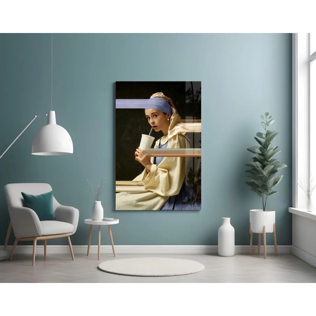 Vermeer Girl With Pearl Earring Modern Coffee Wall Art Print | Contemporary Home Wall Art | vintageantiquesgifts.com