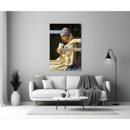 Vermeer Girl With Pearl Earring Modern Coffee Wall Art Print | Modern Wall Art Decor | vintageantiquesgifts.com