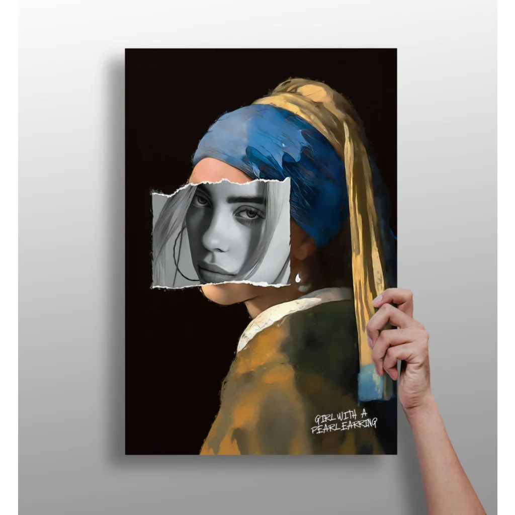 Modern Girl with Pearl Earring on insigne aluminum print
