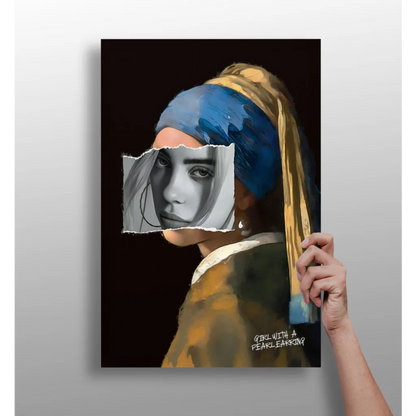 Modern Girl with Pearl Earring on insigne aluminum print