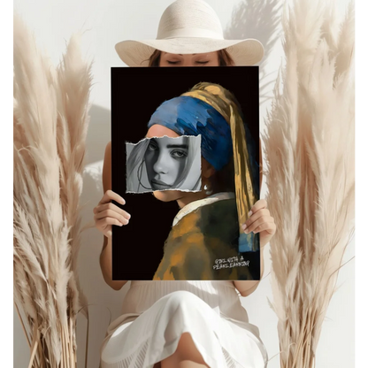 Modern Girl with Pearl Earring on Insigne Aluminum Print