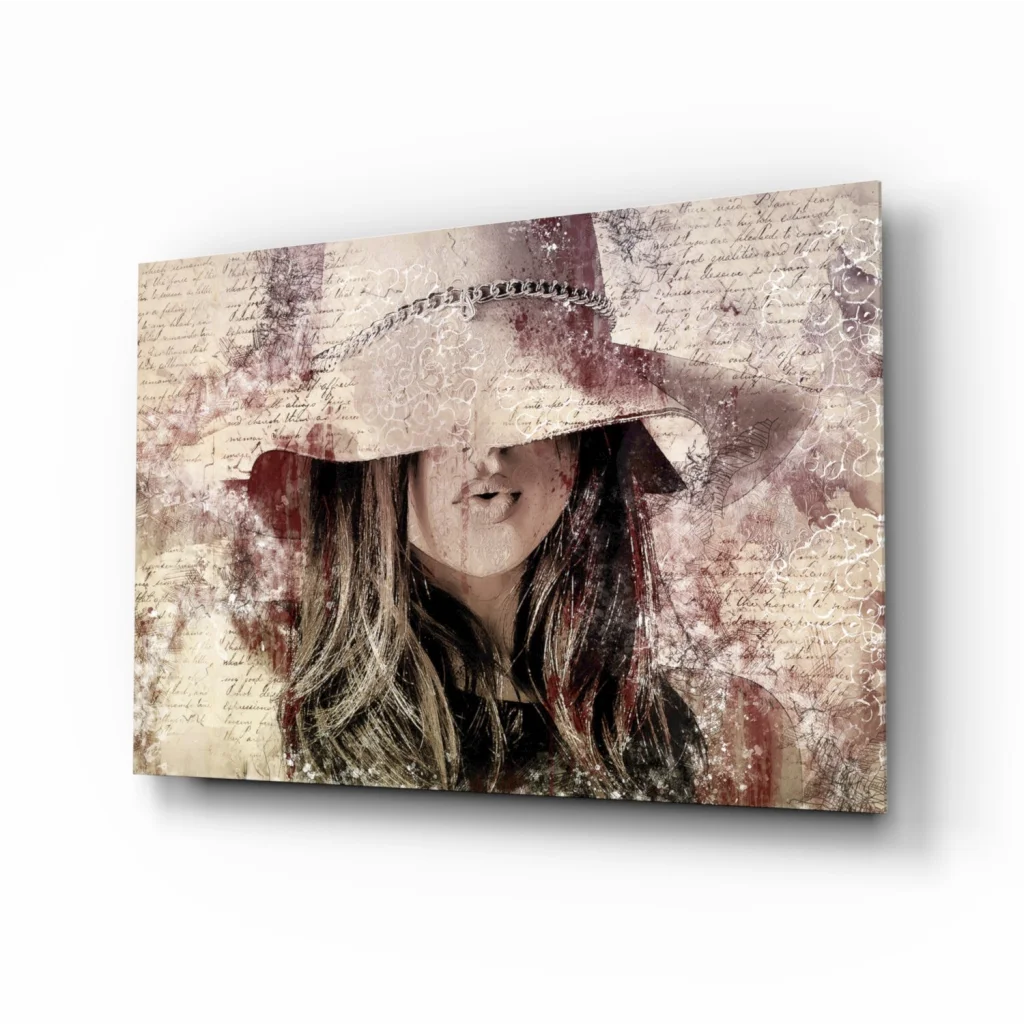 Vintage Hat Lady Canvas Wall Art With Lace and Script | Insigneart USA | vintageantiquesgifts.com