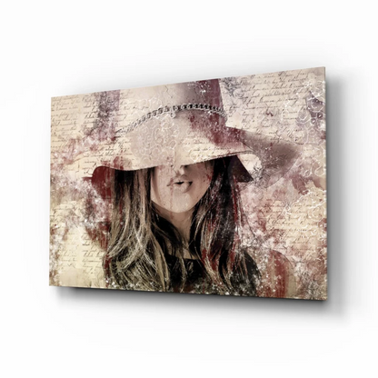Vintage Hat Lady Canvas Wall Art With Lace and Script | Insigneart USA | vintageantiquesgifts.com