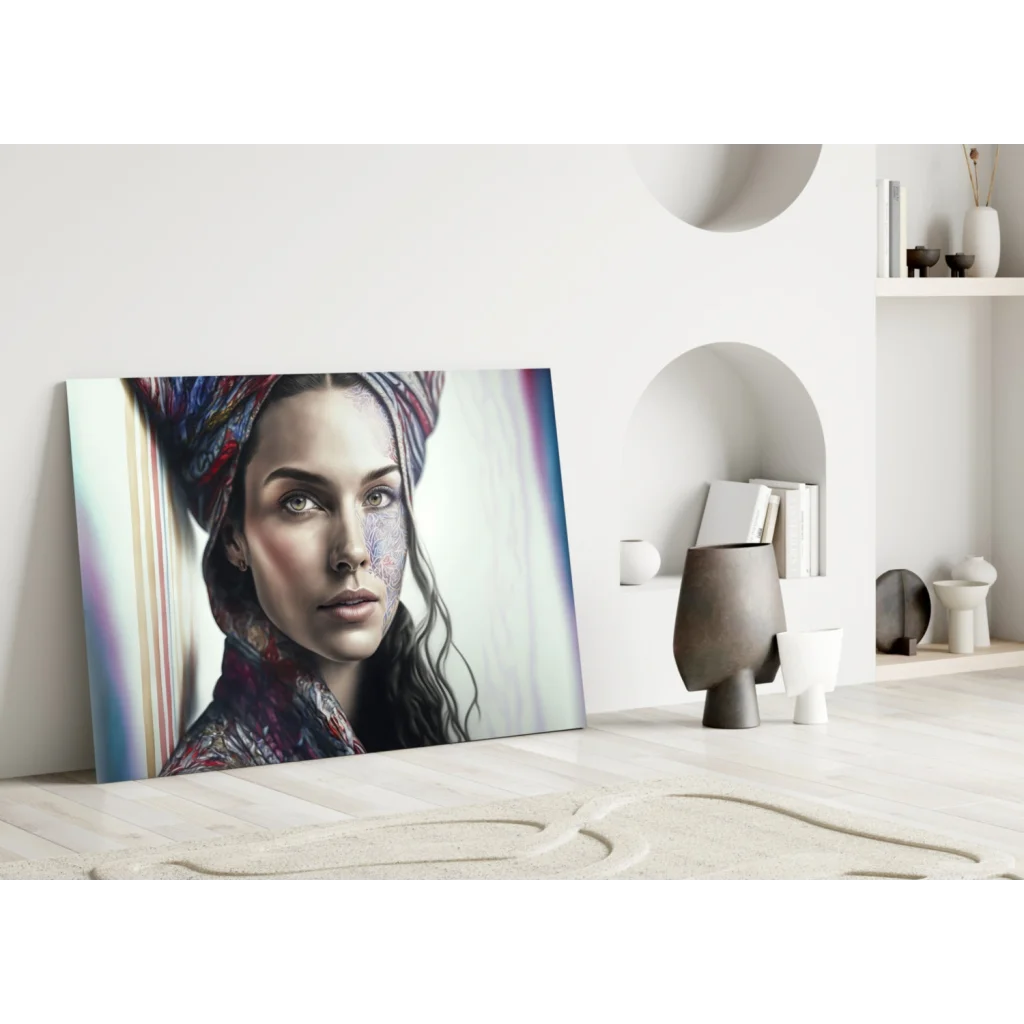 Stunning Tattooed Woman Portrait Wall Art Canvas Print | Modern Wall Art Decor | vintageantiquesgifts.com