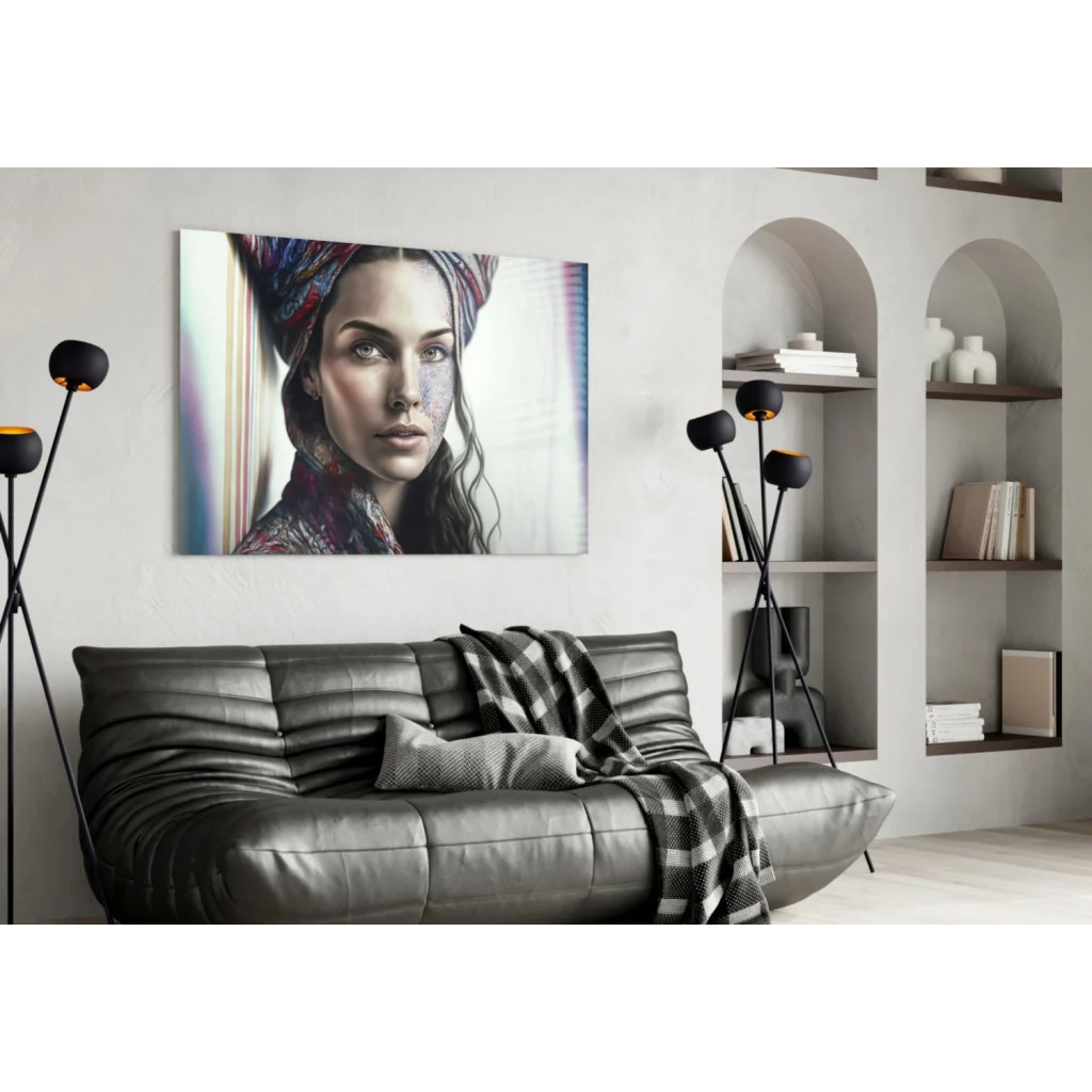 Stunning Tattooed Woman Portrait Wall Art Canvas Print | Contemporary Home Wall Art | vintageantiquesgifts.com