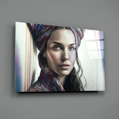 Stunning Tattooed Woman Portrait Wall Art Canvas Print | Glass Wall Art Print | vintageantiquesgifts.com