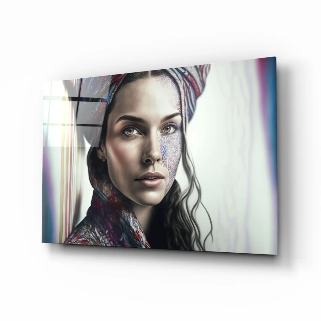Stunning Tattooed Woman Portrait Wall Art Canvas Print | Insigneart USA | vintageantiquesgifts.com