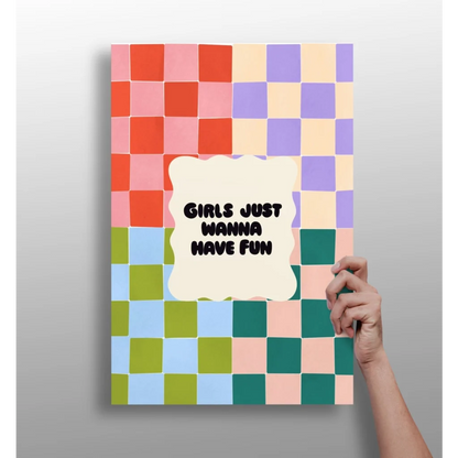 Playful Girls Just Wanna Have Fun on insigne aluminum print