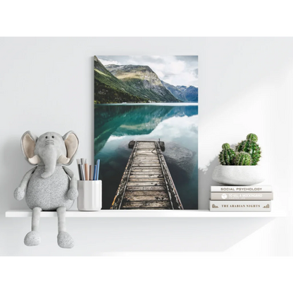 Serene dock on turquoise water in insigne aluminum print