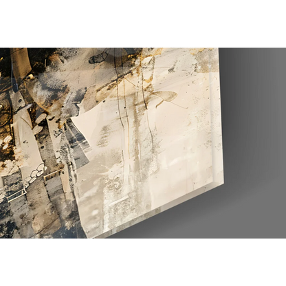 Abstract Spartan warrior glass wall art canvas print in beige gray tones