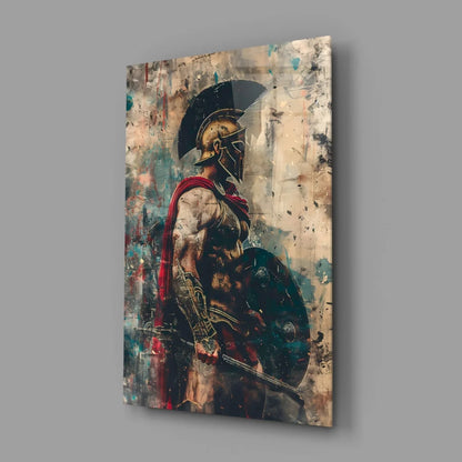 Epic Spartan warrior wall art canvas print with battle-ready design