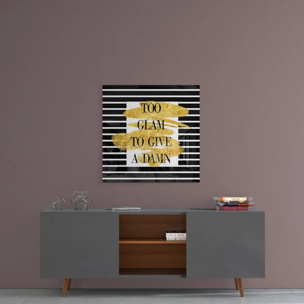 Too Glam Striped Tempered Glass Art with Gold Accents | Contemporary Home Wall Art | vintageantiquesgifts.com