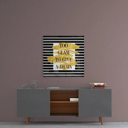 Too Glam Striped Tempered Glass Art with Gold Accents | Contemporary Home Wall Art | vintageantiquesgifts.com