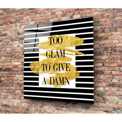 Too Glam Striped Tempered Glass Art with Gold Accents | Modern Wall Art Decor | vintageantiquesgifts.com