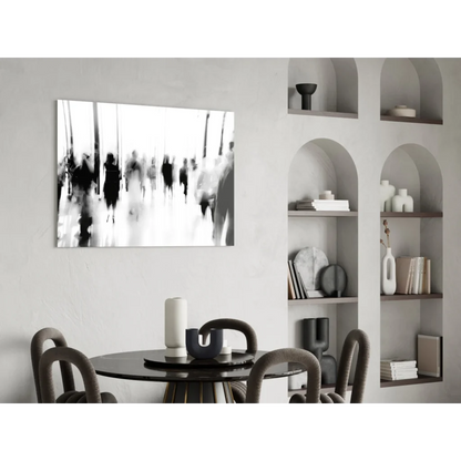Black-and-white motion blur hallway wall art on canvas