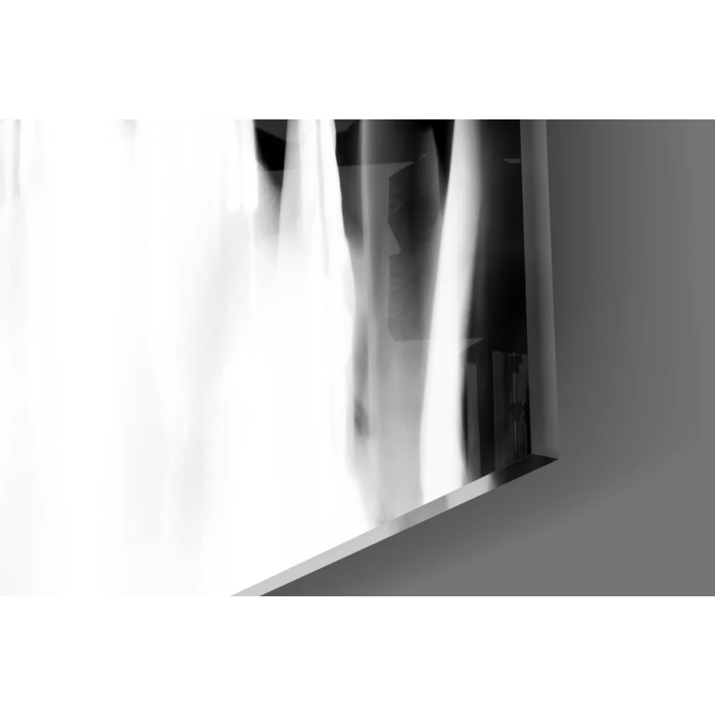 Sleek black-and-white abstract wall art with bold lines and gradients