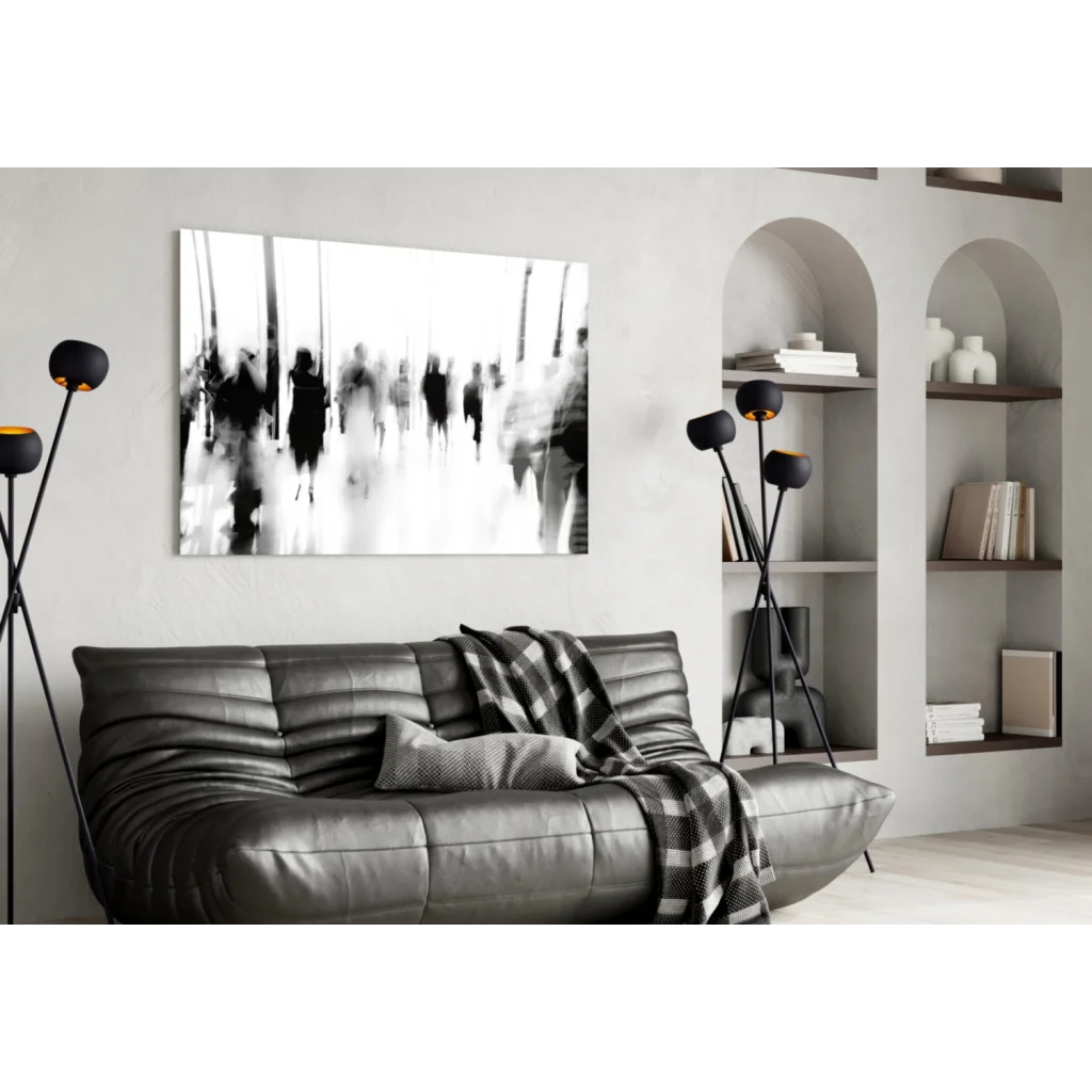 Motion Blur Hallway Canvas Wall Art in Black and White | Contemporary Home Wall Art | vintageantiquesgifts.com