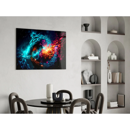 Vibrant cosmic nebula wall art in sleek modern frame