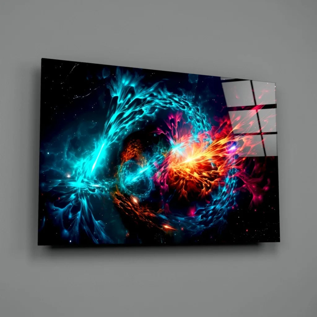 Cosmic Nebula Canvas Wall Art with Swirling Galaxy Colors | Glass Wall Art Print | vintageantiquesgifts.com