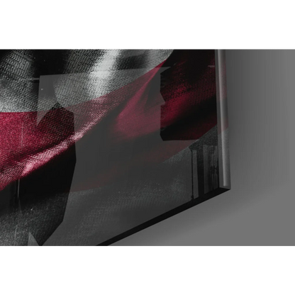 Glossy American Flag wall art canvas with bold red black geometric texture