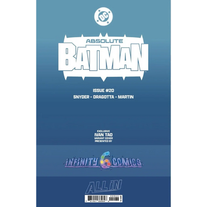Blue glow in the dark absolute batman #20 comic book cover featuring ivan tao exclusive tao exclusive design
