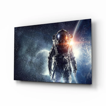Glowing astronaut space canvas wall art print