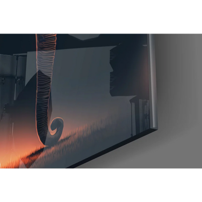 Glowing Elephant Glass Wall Art in Blue and Orange